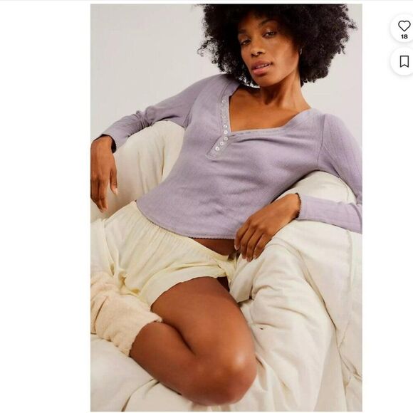 NWT New Free People Coffee Chat Long-Sleeve Lilac Top Size M - Picture 1 of 4